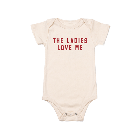 The Ladies Love Me (Red) - Bodysuit (Natural, Short Sleeve)