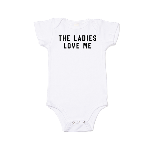The Ladies Love Me (Black) - Bodysuit (White, Short Sleeve)