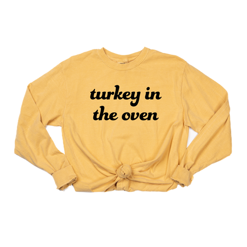 Turkey in the Oven (Black) - Tee (Vintage Mustard, Long Sleeve)