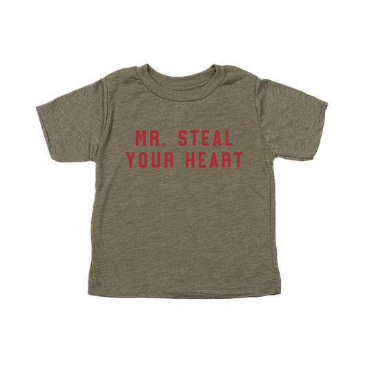 Mr. Steal Your Heart (Red) - Kids Tee (Olive)