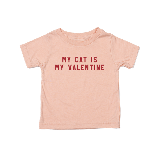 My Cat Is My Valentine (Red) - Kids Tee (Peach)
