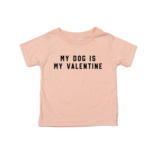 My Dog Is My Valentine (Black) - Kids Tee (Peach)