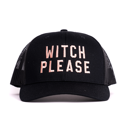 Witch Please (Peach) - Trucker Hat (Black)