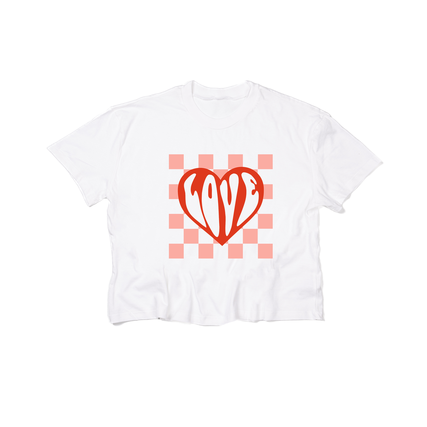 Groovy Love Checkered - Cropped Tee (White)