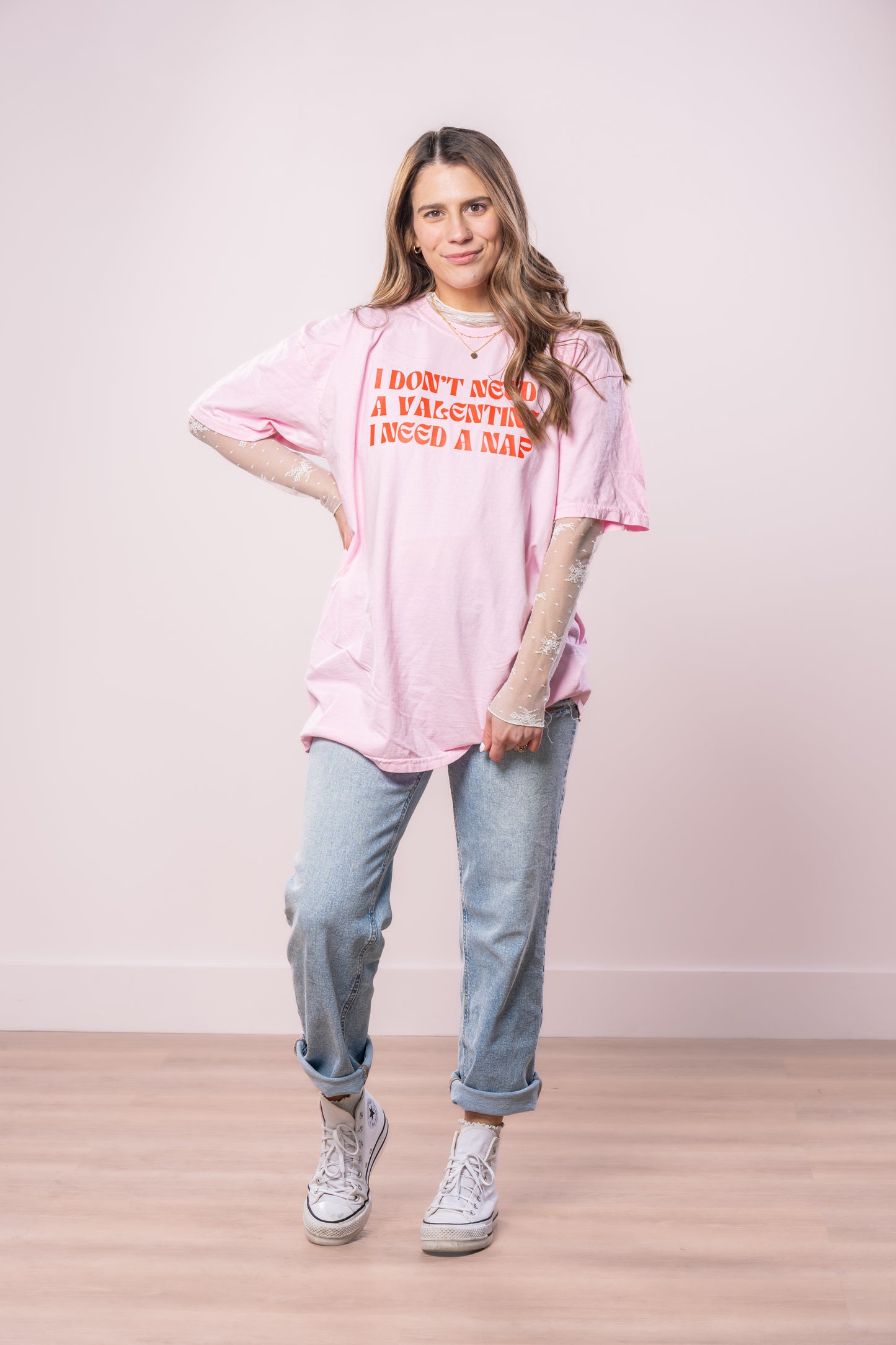 I don't need a Valentine, I need a nap - Tee (Pale Pink)