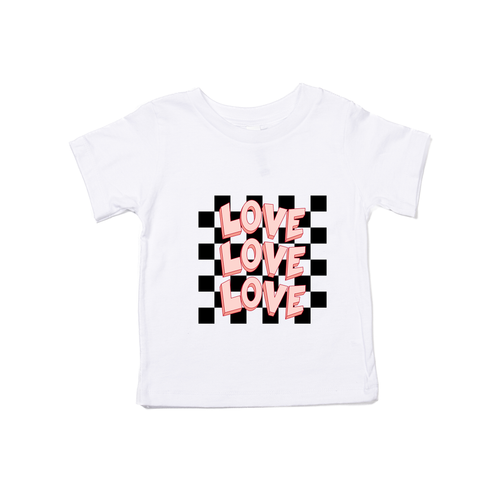 Checkered Love x3 - Kids Tee (White)