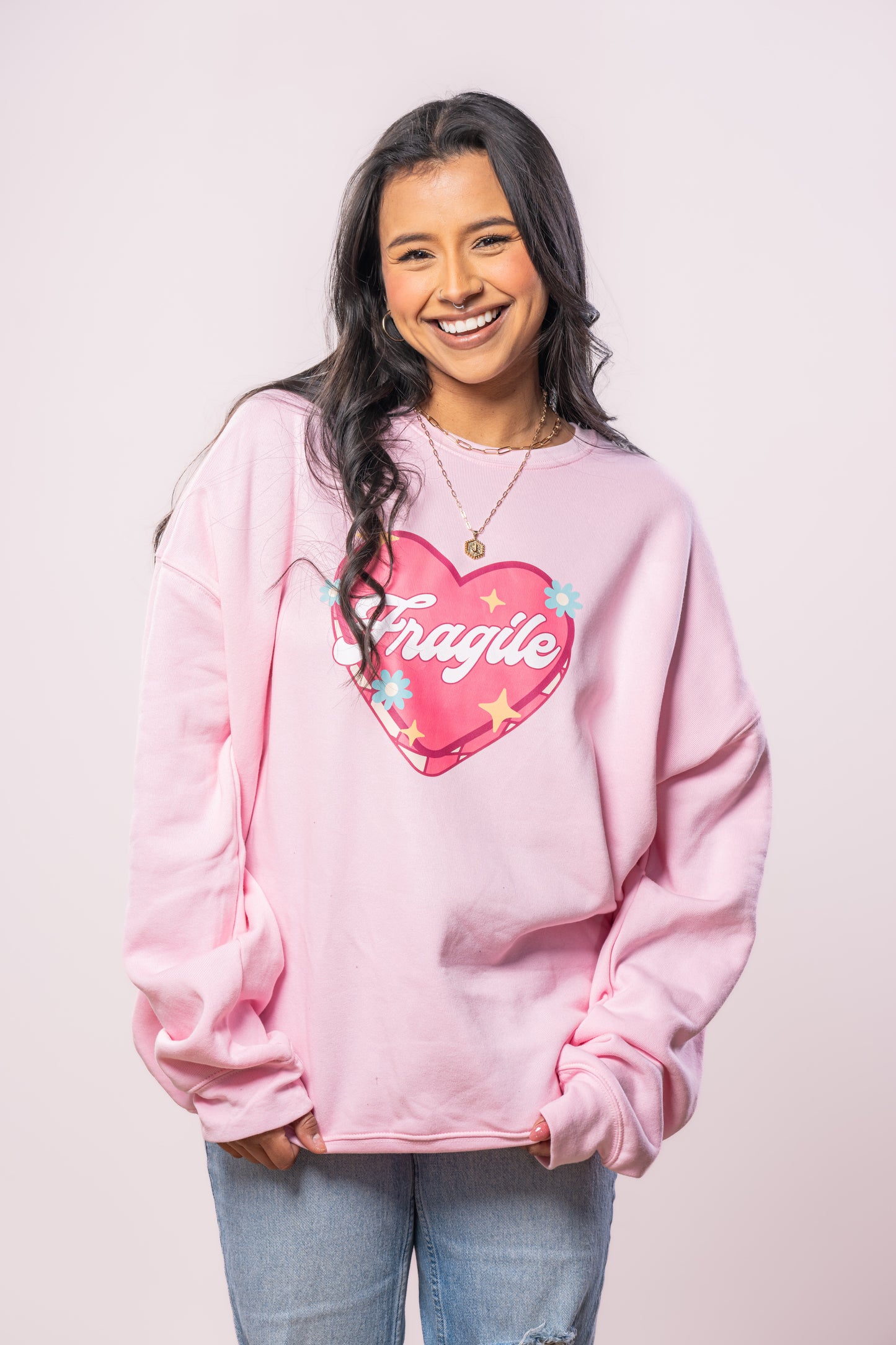Fragile - Sweatshirt (Light Pink)