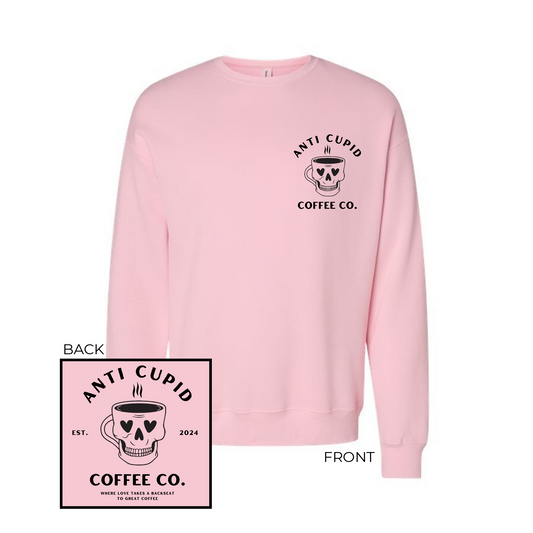 Anti Cupid Coffee Co. (Front, Back) - Sweatshirt (Light Pink)