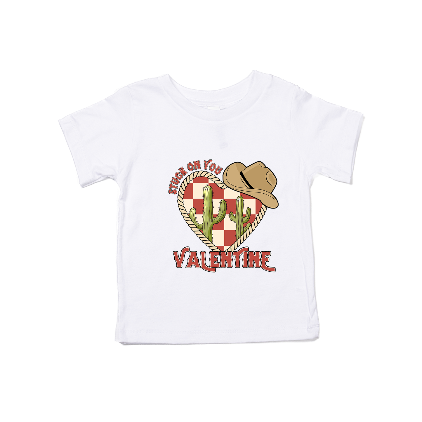 Stuck On You Valentine (Red) - Kids Tee (White)