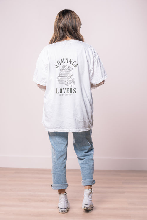 Romance Lovers Reading Society (Pocket & Back) - Tee (Vintage White, Short Sleeve)