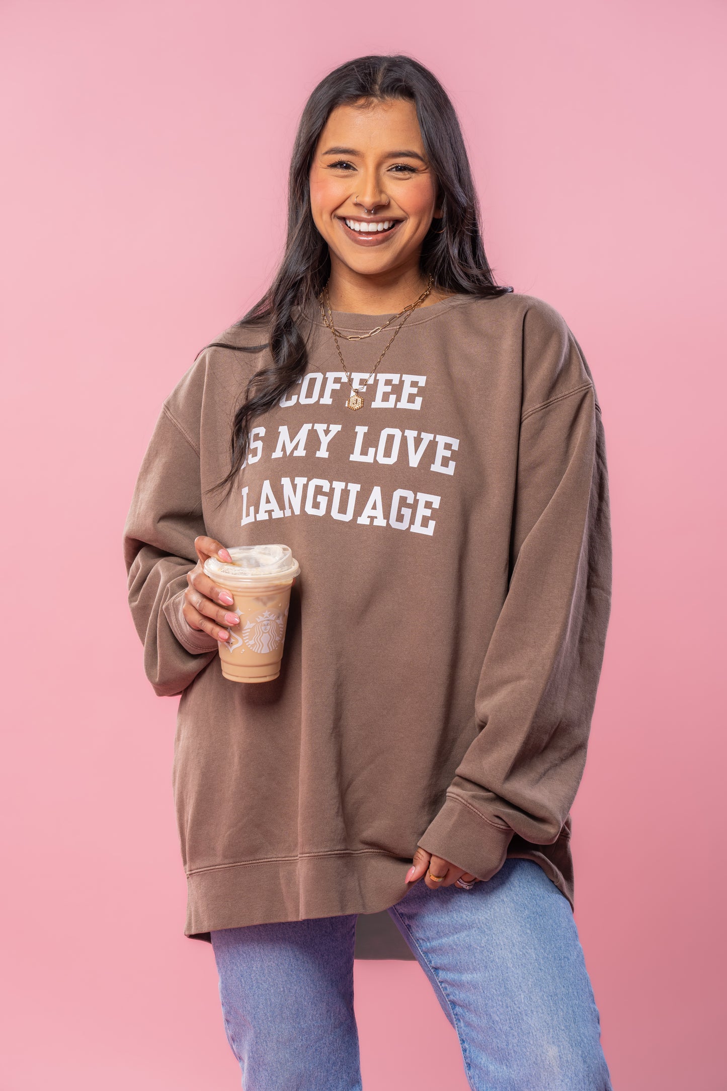 Coffee Is My Love Language (Creme) - Sweatshirt (Cocoa)