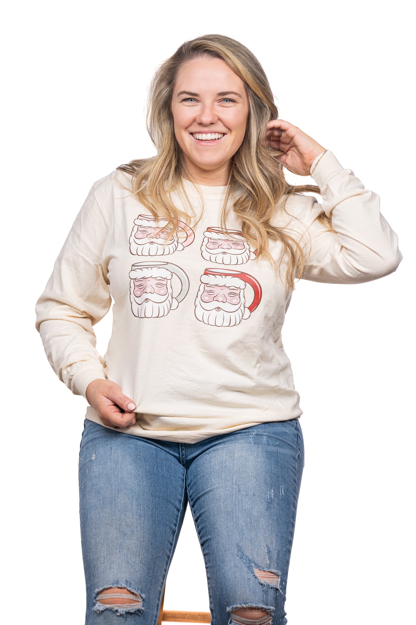 Santa Mugs - Tee (Vintage Natural, Long Sleeve)