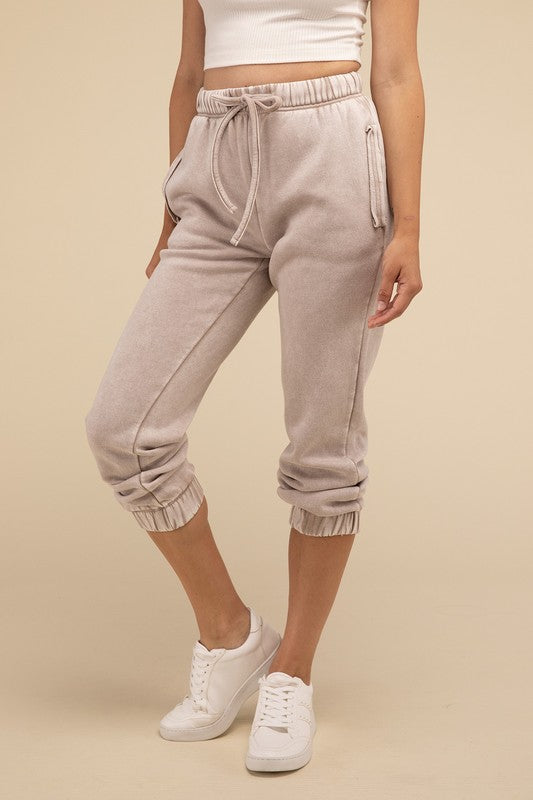 Acid Wash Fleece Sweatpants with Pockets (3 color options)