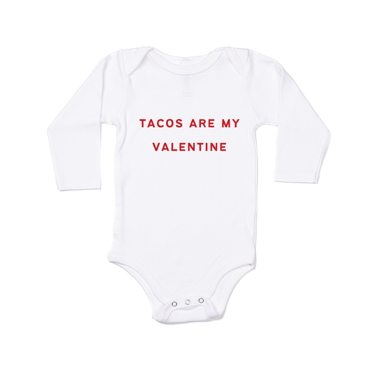 Tacos Are My Valentine (Red) - Bodysuit (White, Long Sleeve)