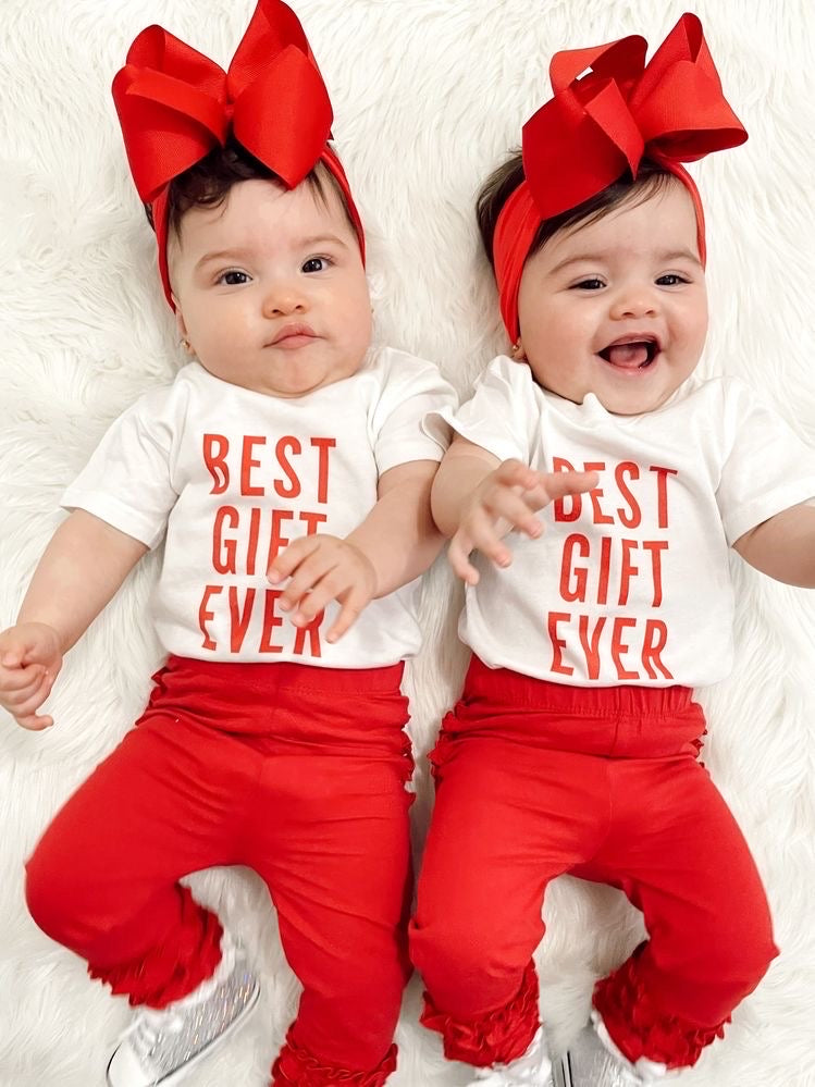 Best Gift Ever (Red) - Bodysuit (White, Short Sleeve)