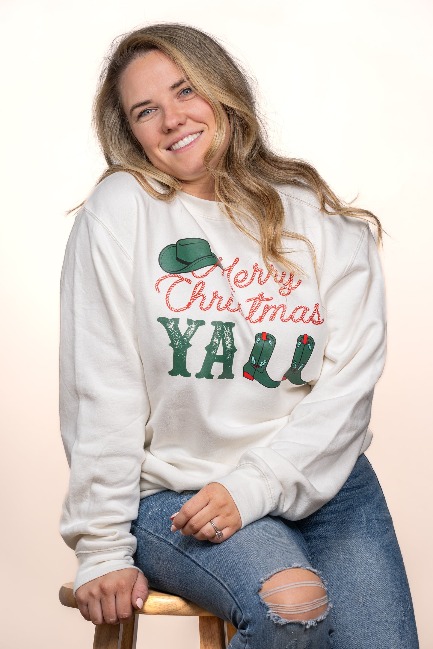 Merry Christmas Y'all - Sweatshirt (Creme)