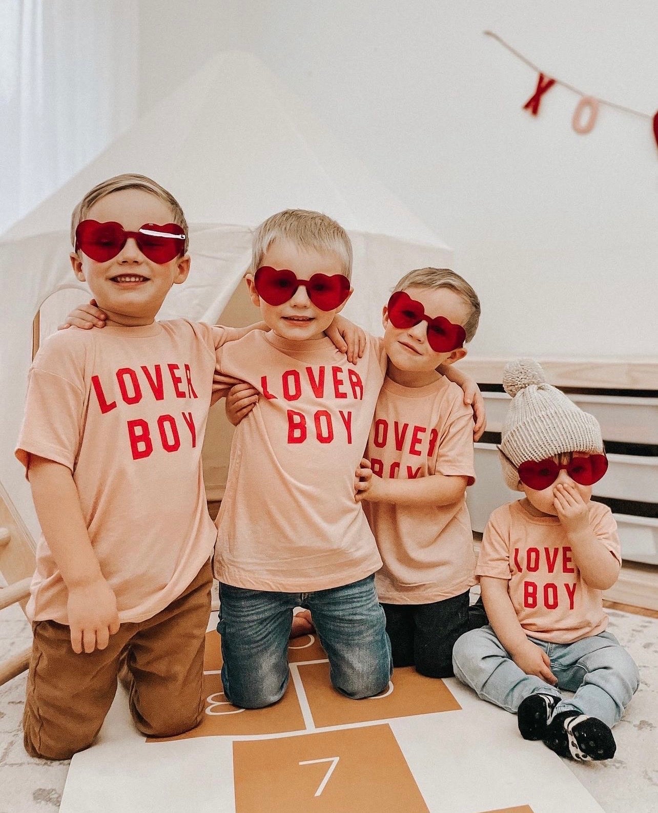 Lover Boy (Red) - Kids Tee (Peach)