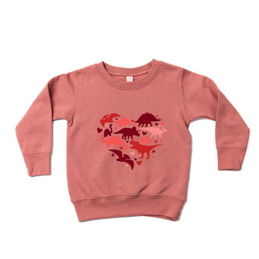 Dino Hearts - Kids Sweatshirt (Mauve)