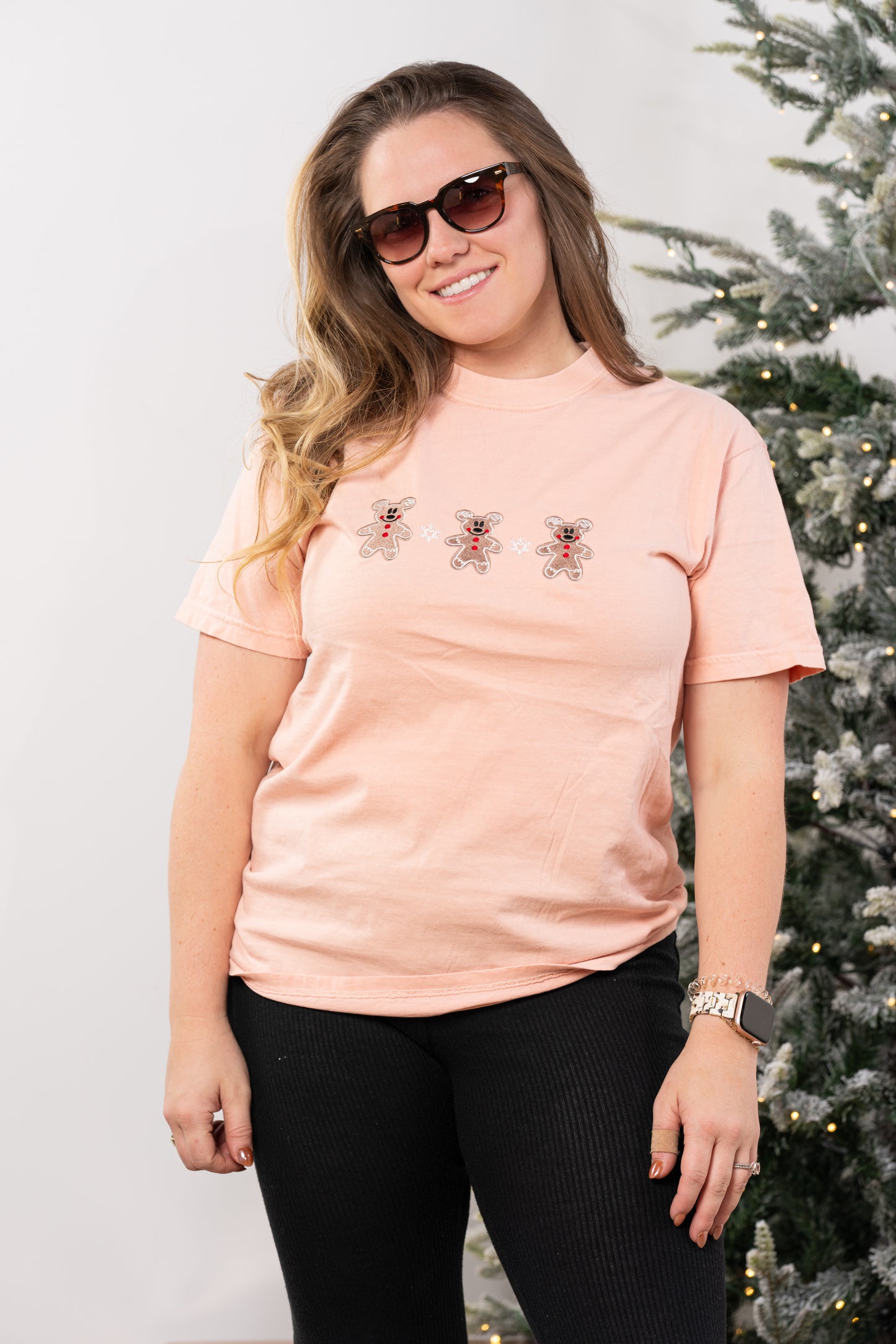 Magic Mouse Gingerbread Cookies - Embroidered Tee (Vintage Peachy)