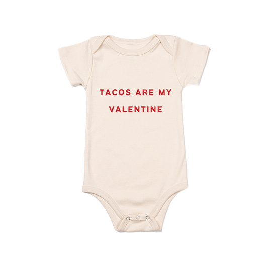 Tacos Are My Valentine (Red) - Bodysuit (Natural, Short Sleeve)