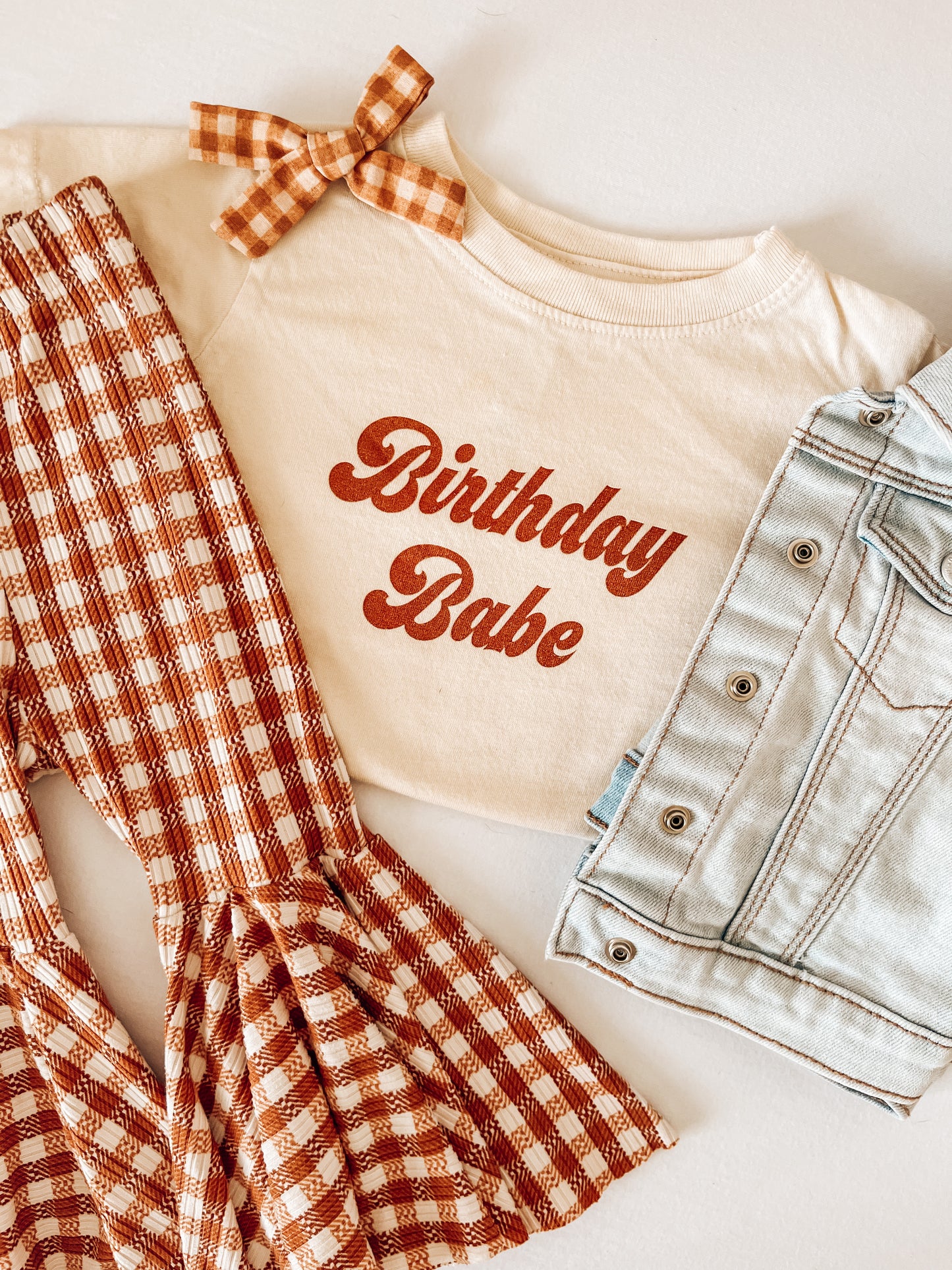 Birthday Babe (Retro, Rust) - Kids Tee (Natural)