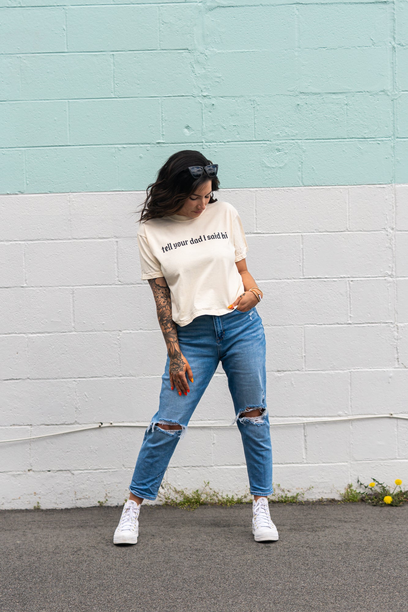 Tell Your Dad I Said Hi - Cropped Tee (Vintage Natural)