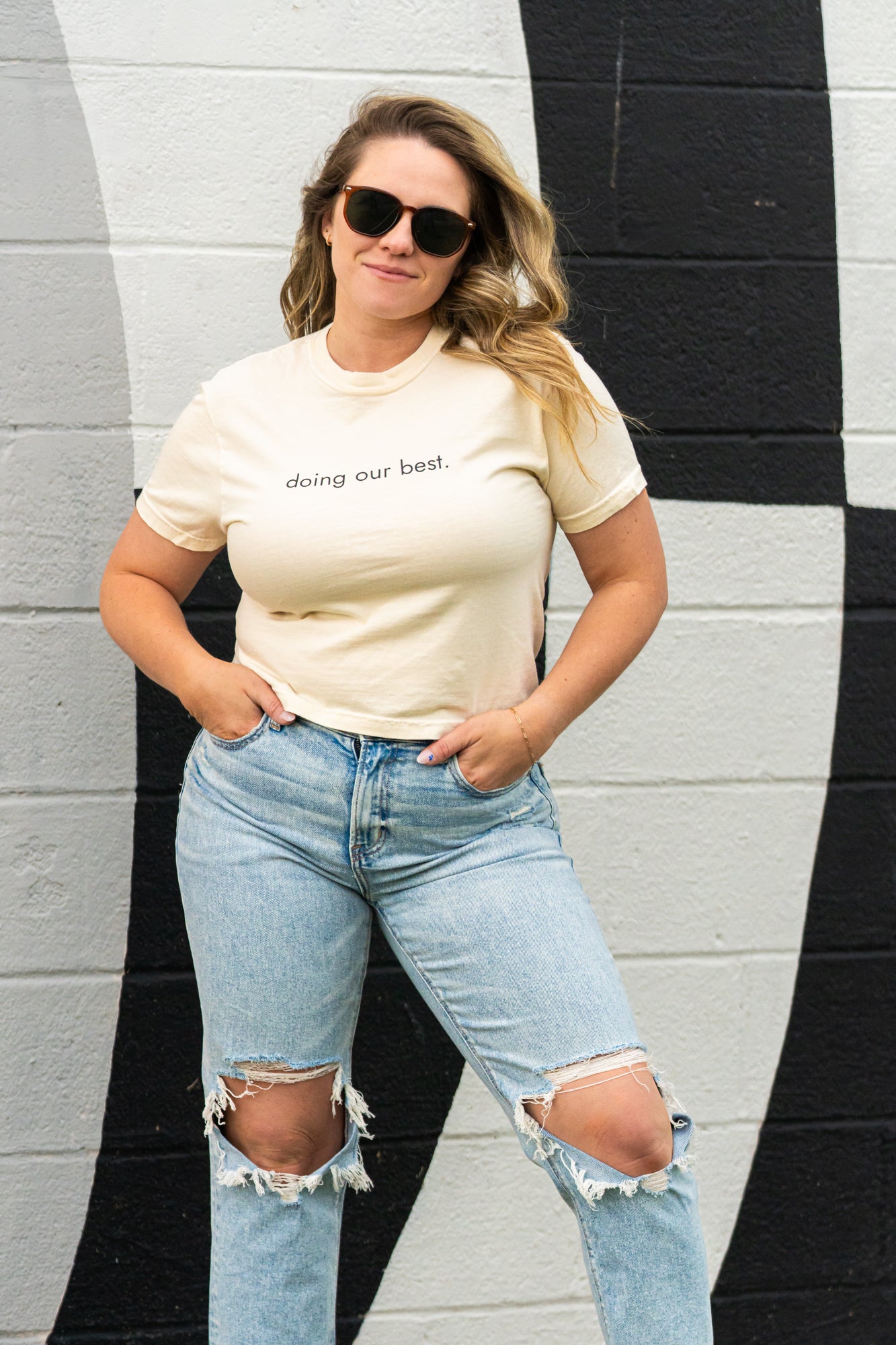 Doing Our Best. - Cropped Tee (Vintage Natural)
