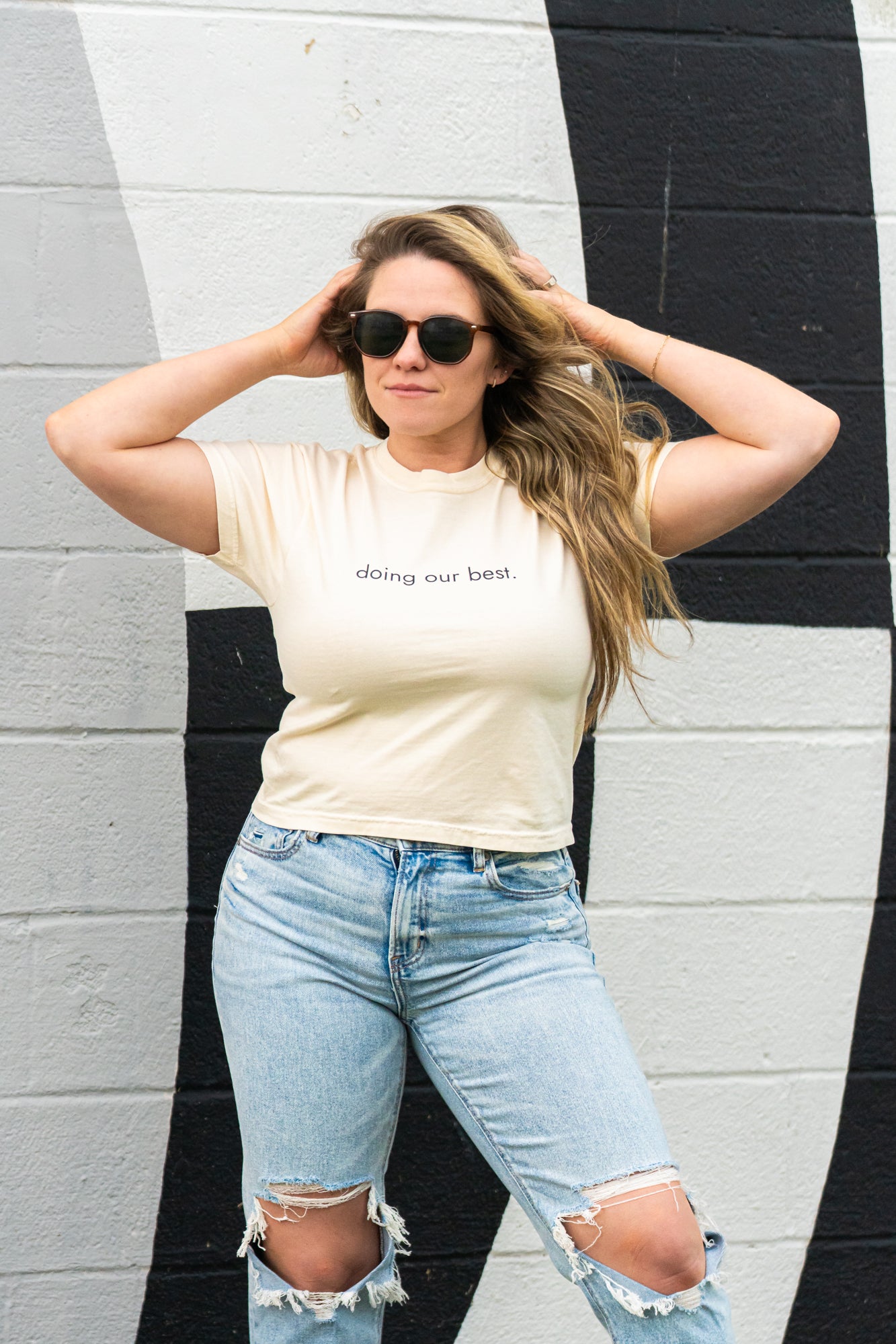 Doing Our Best. - Cropped Tee (Vintage Natural)