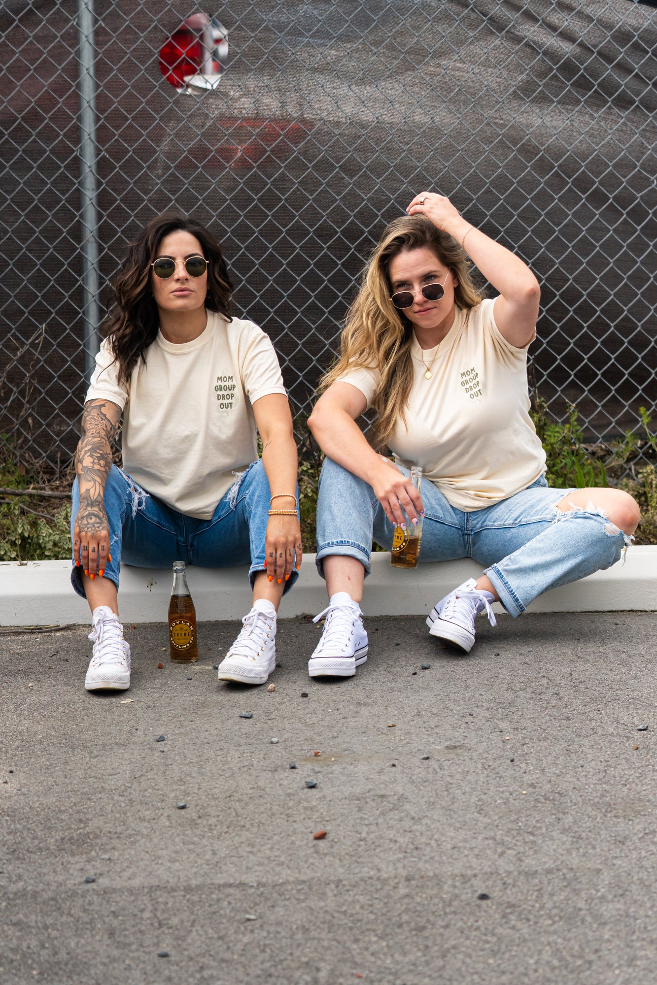 Mom Group Dropout (Front, Back) - Cropped Tee (Vintage Natural)
