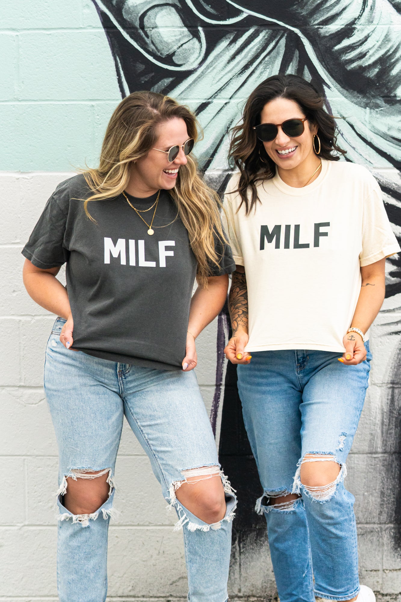 Milf (Black) - Cropped Tee (Vintage Natural)