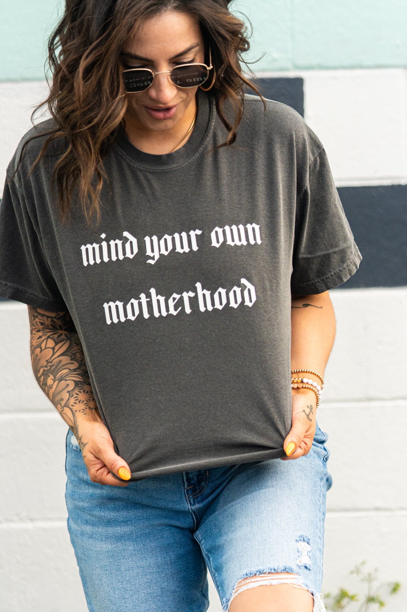 Mind Your Own Motherhood - Cropped Tee (Smoke)