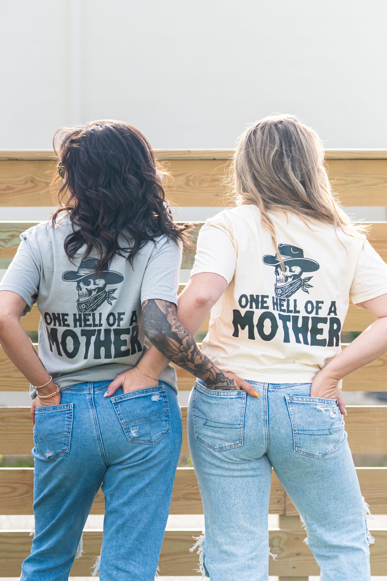 One Hell Of a Mother (Front, Back) - Cropped Tee (Vintage Natural)