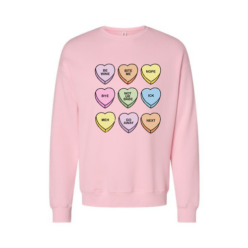 Anti Valentine Conversation Hearts - Sweatshirt (Light Pink)