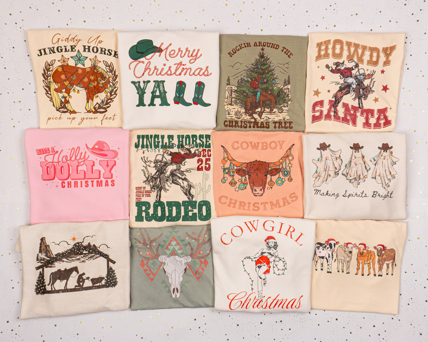 Christmas Cows - Tee (Vintage Natural, Long Sleeve)