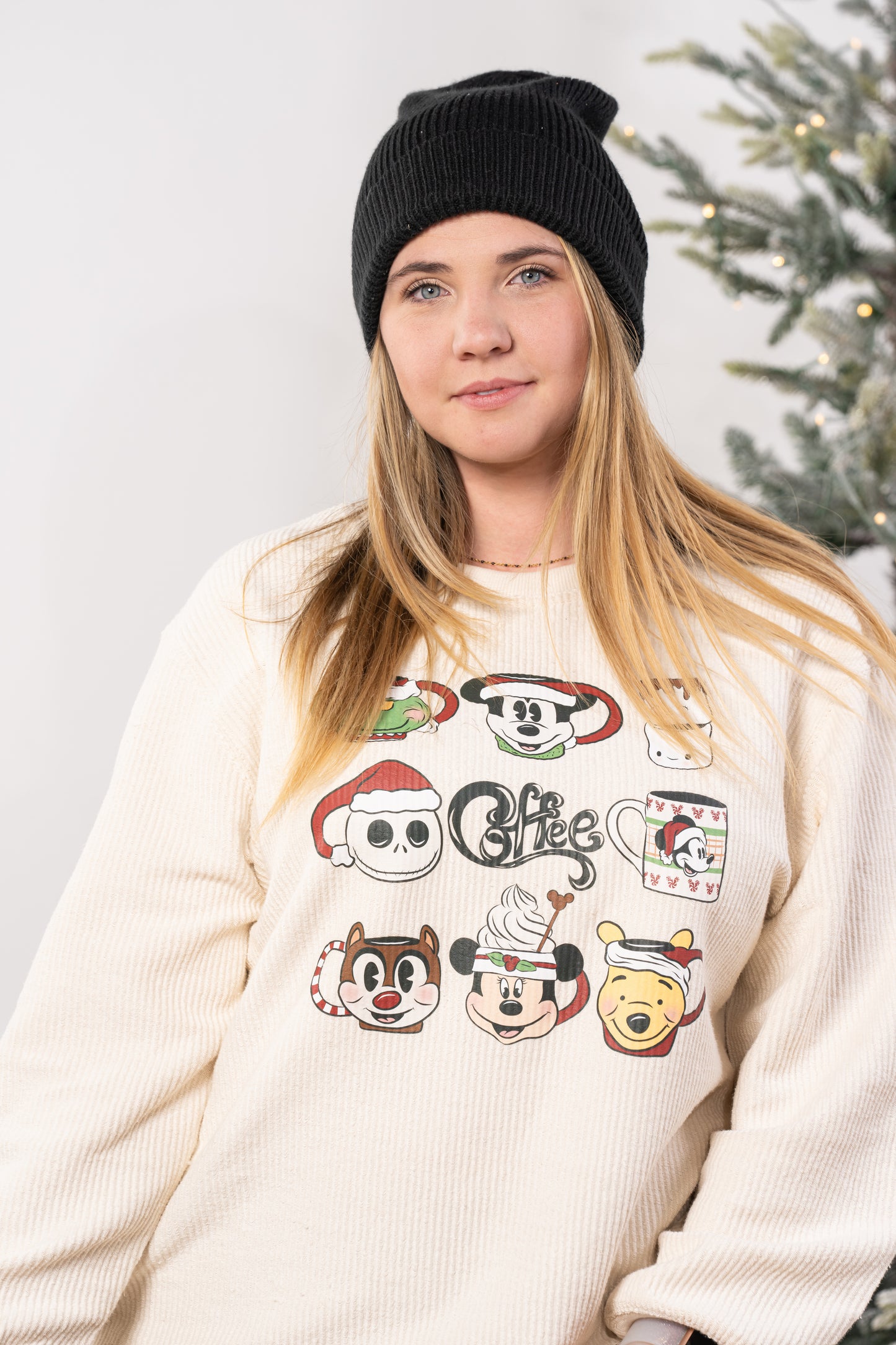 Merry Mugs Christmas Movie Favs (Red/Green) - Corded Sweatshirt (Ivory)