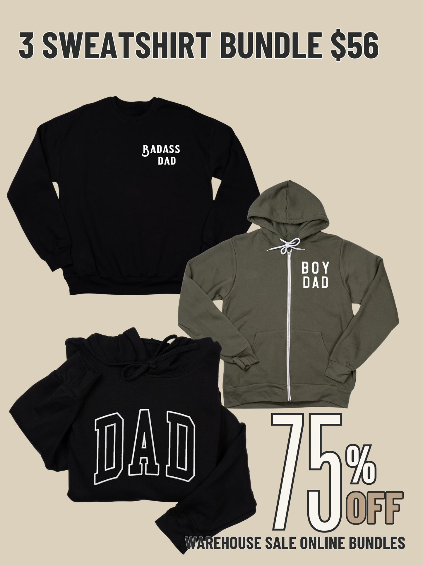 MENS 3 SWEATSHIRT BUNDLE