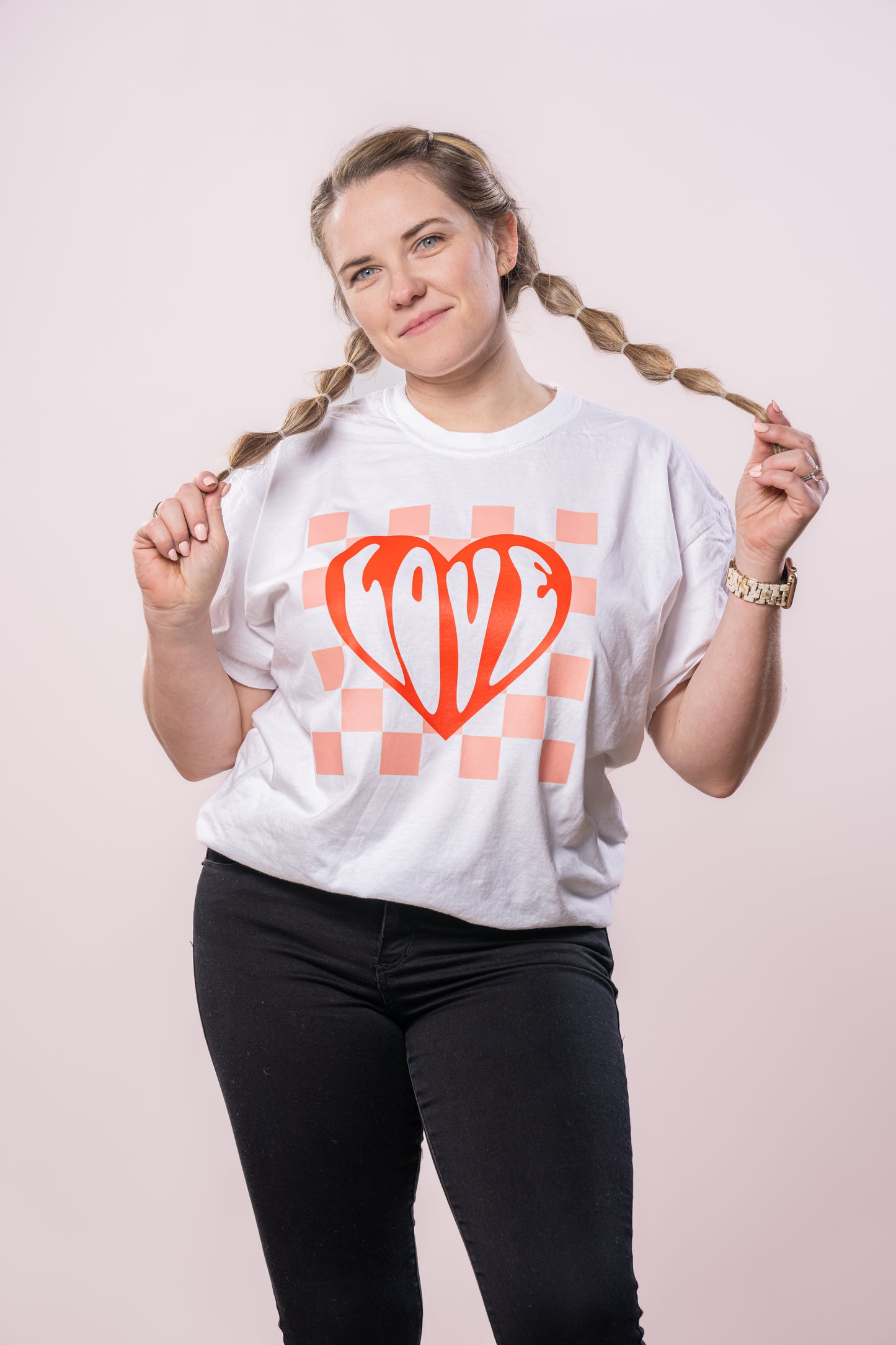 Groovy Love Checkered - Tee (Vintage White, Short Sleeve)