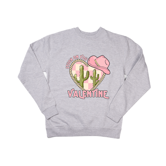 Stuck On You Valentine (Pink) - Sweatshirt (Heather Gray)