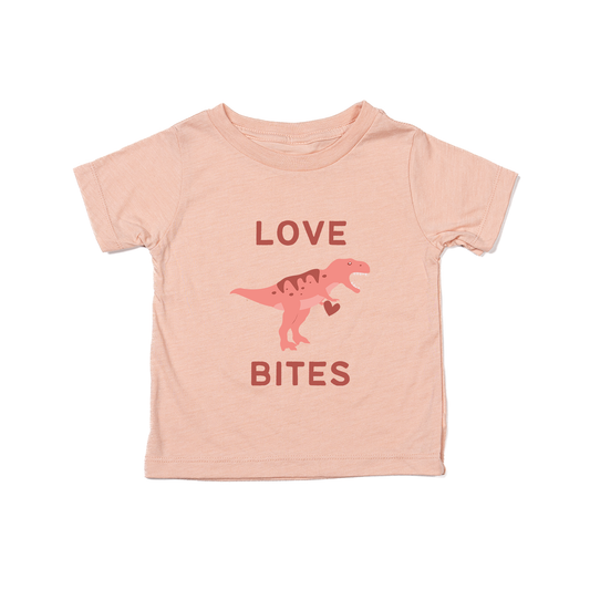 Love Bites (Dino Version) - Kids Tee (Peach)