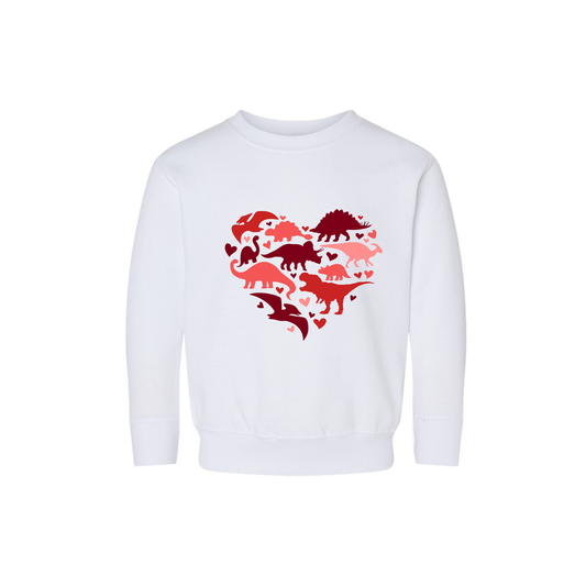 Dino Hearts - Kids Sweatshirt (White)