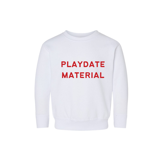 Playdate Material (Red) - Kids Sweatshirt (White)