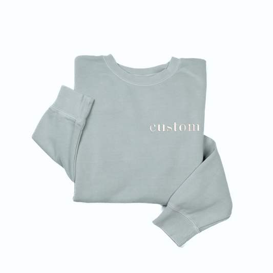 Custom Embroidered Name - Vintage Wash Sweatshirt (Sea Salt)