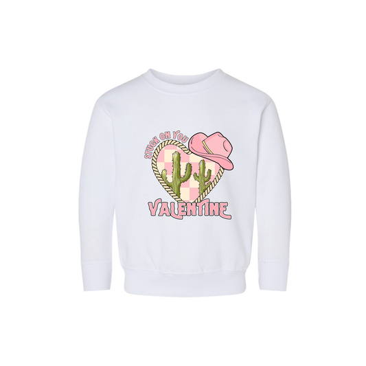 Stuck On You Valentine (Pink) - Kids Sweatshirt (White)