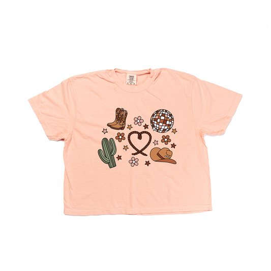 Western Love (Daisies) - Cropped Tee (Peach)