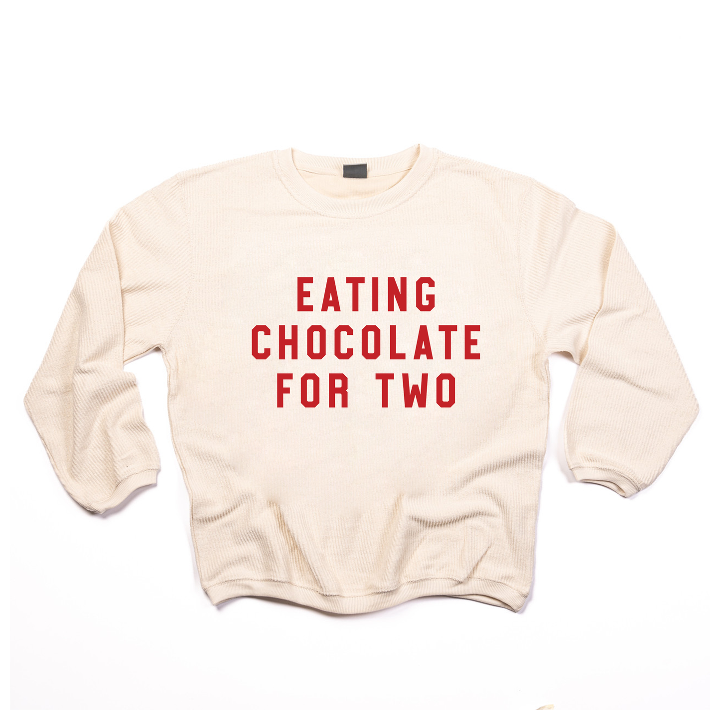 Eating Chocolate For Two (Red) - Corded Sweatshirt (Ivory)