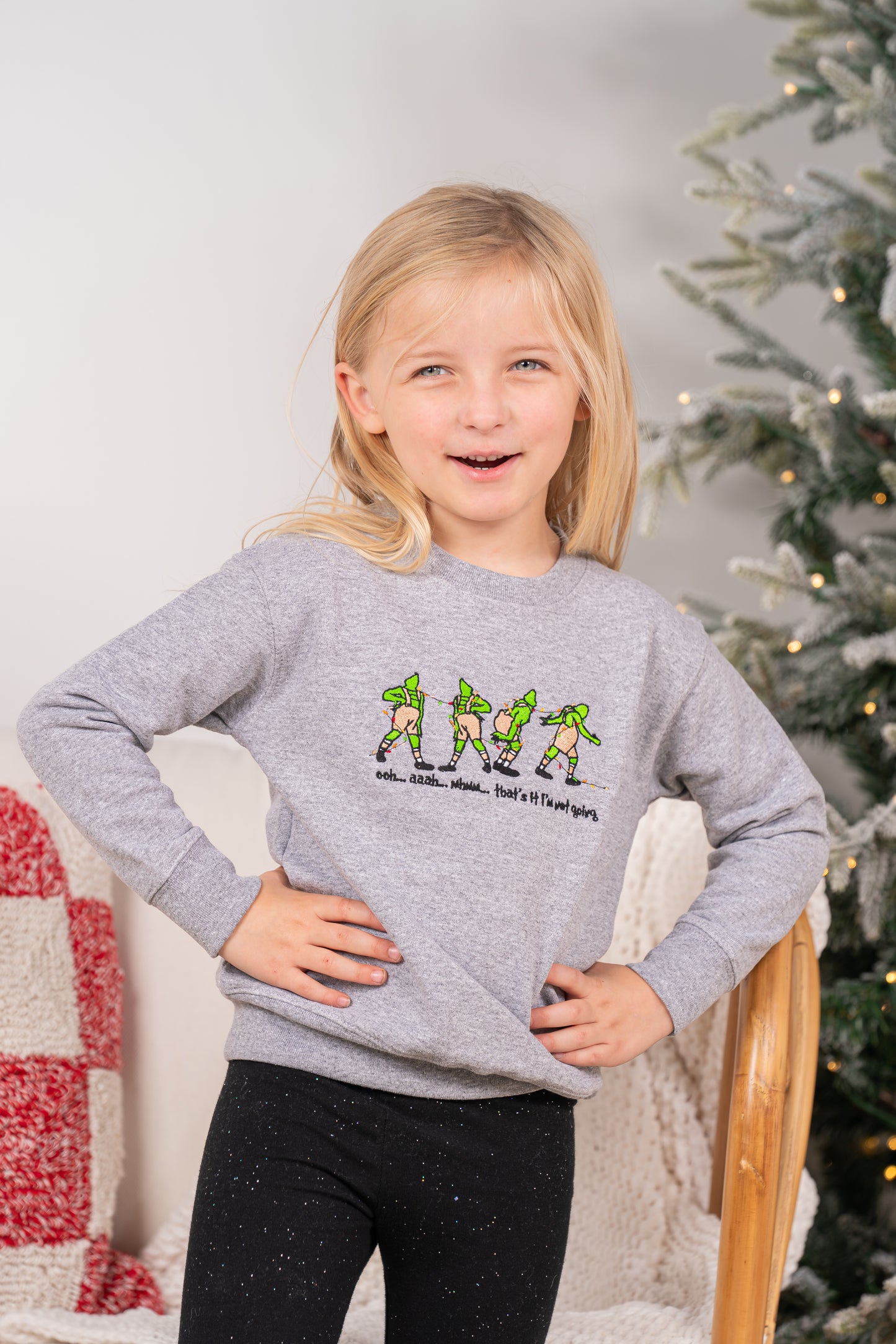 That's it I'm not going - Embroidered Kids Sweatshirt (Heather Gray)