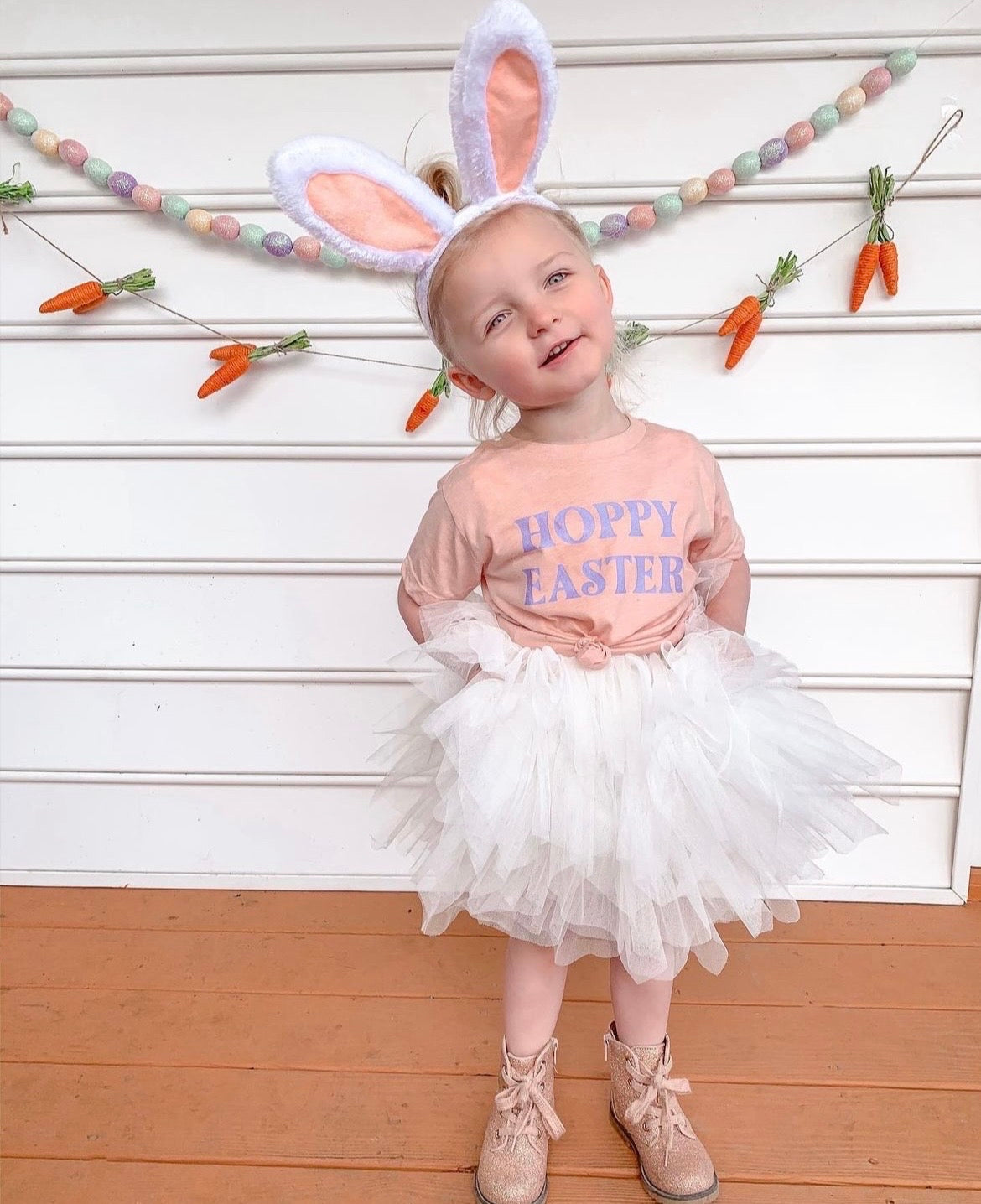 Hoppy Easter - Kids Tee (Peach)