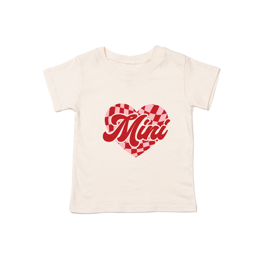 Mini Checkered Heart (Pink/Red) - Kids Tee (Natural)