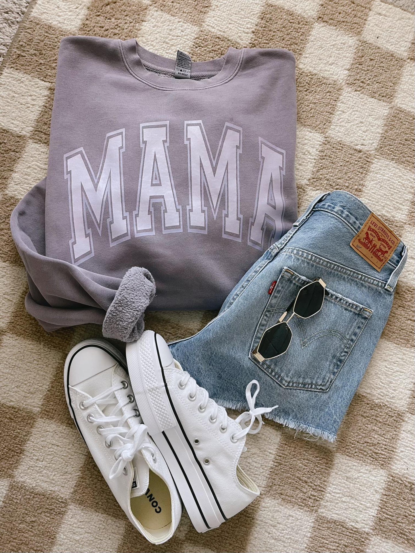 Mama (Varsity, Two-Tone Purple) - Sweatshirt (Dusty Plum)