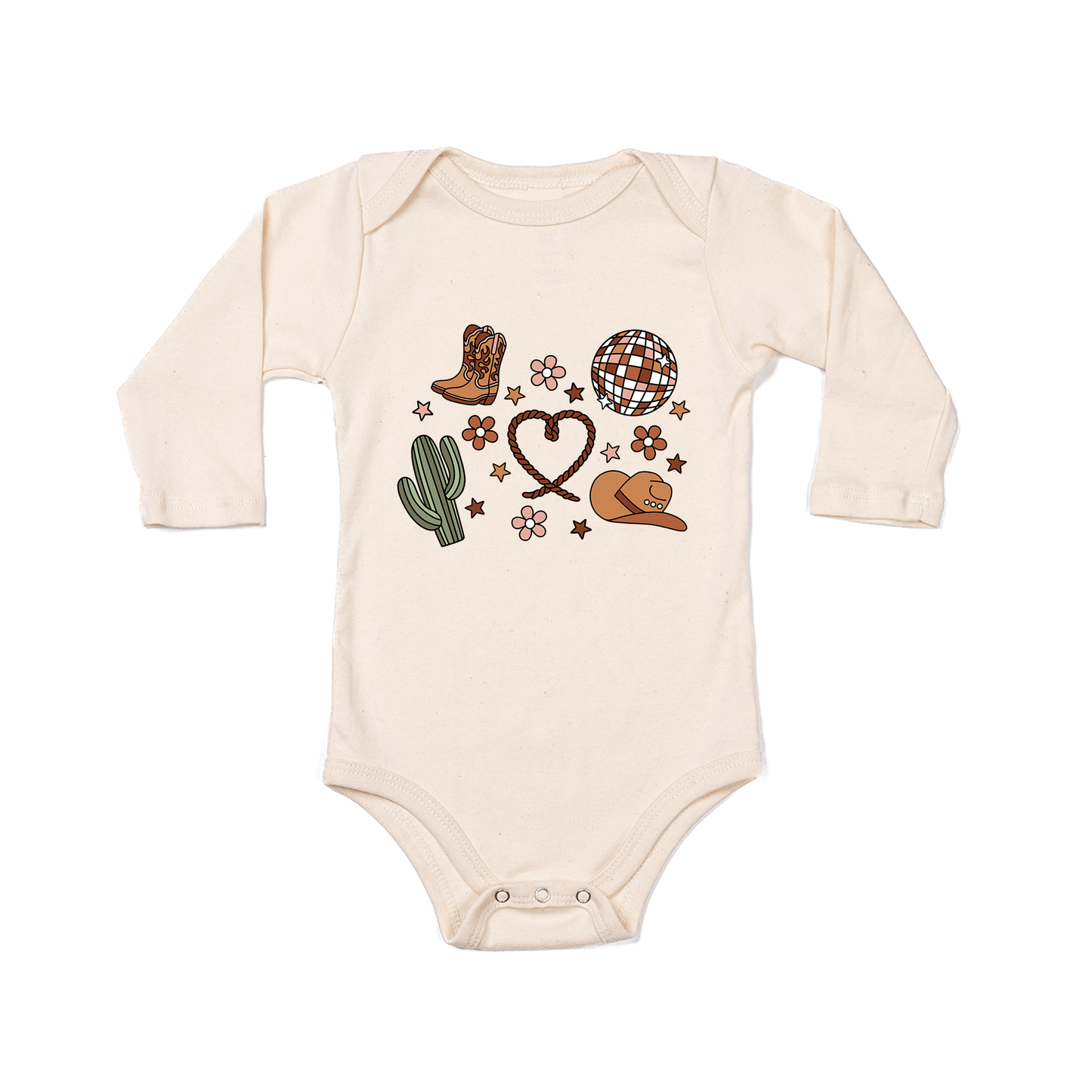 Western Love (Daisies) - Bodysuit (Natural, Long Sleeve)